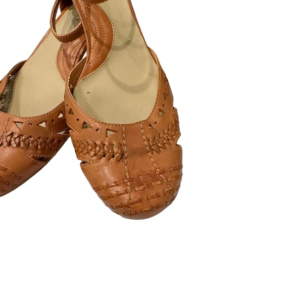 KENNETH COLE REACTION FOR J JILL Brown Leather Kitten Heel Weaved Sandals Size 7 - Picture 5 of 10